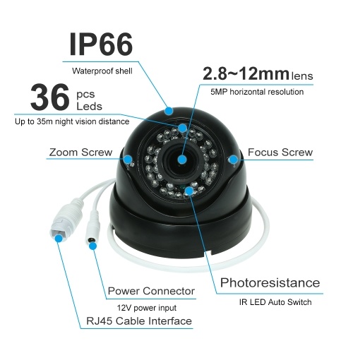 

5MP( 4MP/1520P/1440P/1080P)Camera HD Dome IP Camera