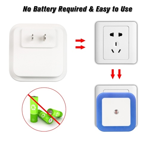 

Light Sensor Control Night Light Mini Novelty Square Bedroom Lamp Light Control Nightlight