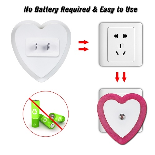 

Light Sensor Control Night Light Mini Novelty Heart-shaped Bedroom Lamp Light Control Nightlight