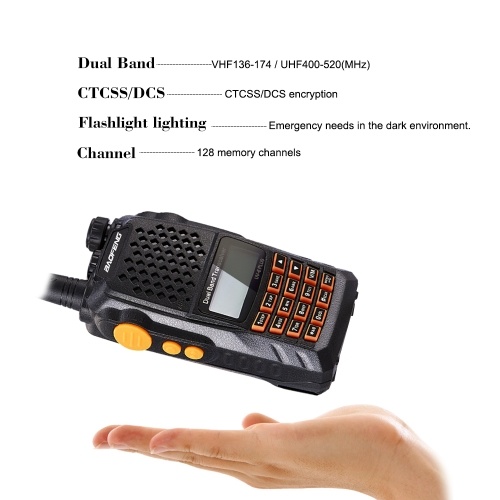 

BAOFENG Pofung UV-6 Puls Walkie Talkie Two-way Radio 136-174/400-520MHz VHF/UHF Dual Band Handheld Radio Transceiver Interphone 128 Memory Channels Voice Broadcast Flashlight Battery Save FM Radio