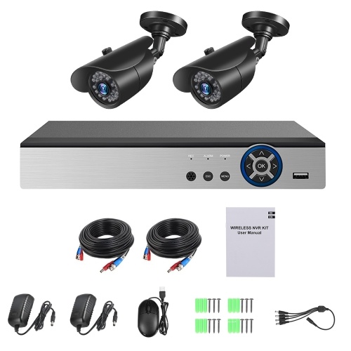 

4 Channel Digital Video Recorder + 2pcs 1080P Cameras with Home Security and Surveillance System Built-in 24pcs