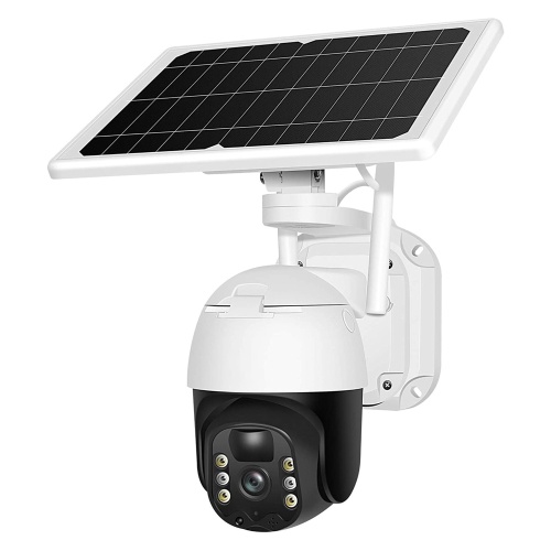 Cámara de seguridad con panel solar 4G, cámara de seguridad para el hogar con batería recargable de 2MP con visión nocturna a todo color, detección humana PIR, audio bidireccional, acceso remoto, batería incorporada de 6 piezas