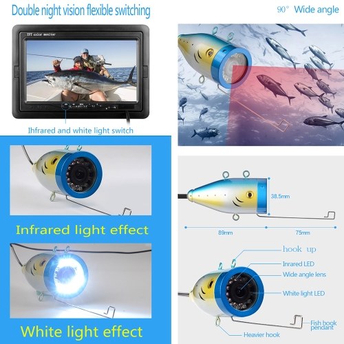 7inch Color LCD Monitor Underwater Fishing Camera 30 Meters Cable 8G TF Card 