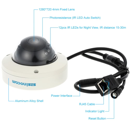 

szsinocam HD Megapixels 720P Wireless Wifi Camera CCTV Surveillance Security P2P Network IP Cloud Indoor Outdoor Doom Camera suppo