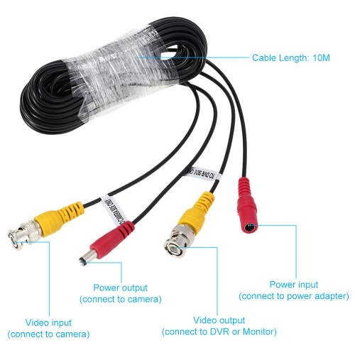 

Second Hand 32ft BNC DC Connector Video Power Siamese Cable 4pcs/lot for CCTV Camera DVR