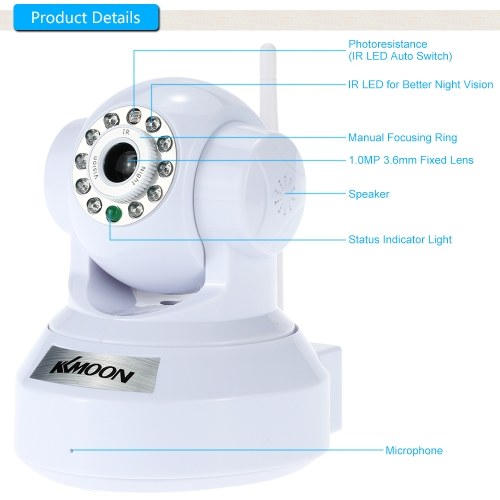 

Секонд хенд KKmoon® 1.0MP камера PnP P2P Pan Tilt IR WiFi Беспроводная сеть IP-камера