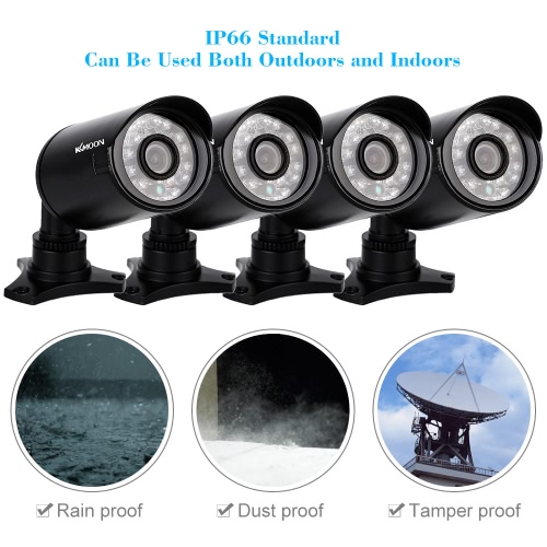 KKmoon® 4pcs 800TVL CCTV Cámara para Aire Libre Set IR CUT Bala Video Vigilancia 3.6mm