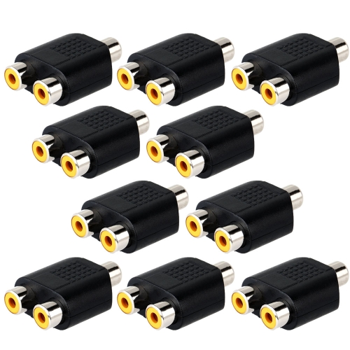 Phono RCA Female to 2 RCA Female Adapter 10pcs kit for CCTV/DVR/AV Devices