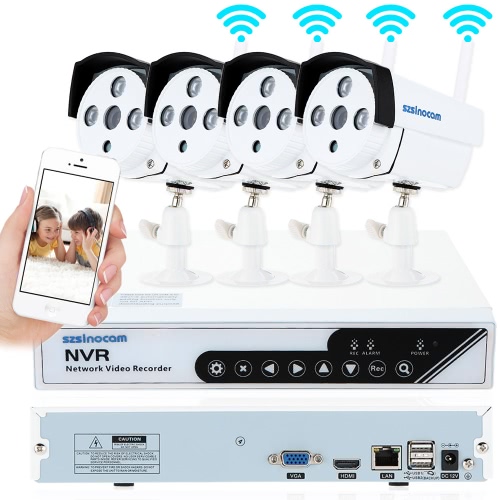 szsinocam 4CH HD 720P H.264 NVR Kit 4pcs IP Camera with Win8 UI and Touch Panel Security System