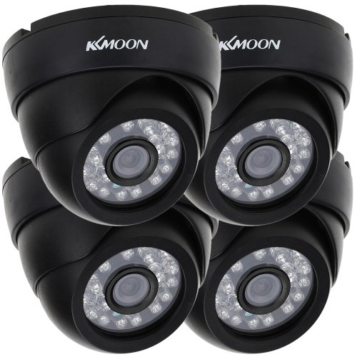 Kit de seguridad KKmoon® 800TVL de segunda mano con 4pcs CCTV Camera + 4pcs 60ft Cable de video IR-CUT Sistema de vigilancia en casa PAL (enchufe de alimentación: 1 = EU / 2 = US / 3 = UK / 4 = AU)