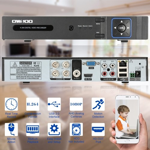 

Second Hand OWSOO 4CH H.264 Full 1080N(960*1080) P2P Network DVR CCTV Security Phone Control Motion Detection Email Alarm for Surveillance Camera