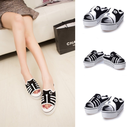 

New Cute Women Girls Sandals Dog Cat Pattern Platform Sole Peep Toe Shoes Dog
