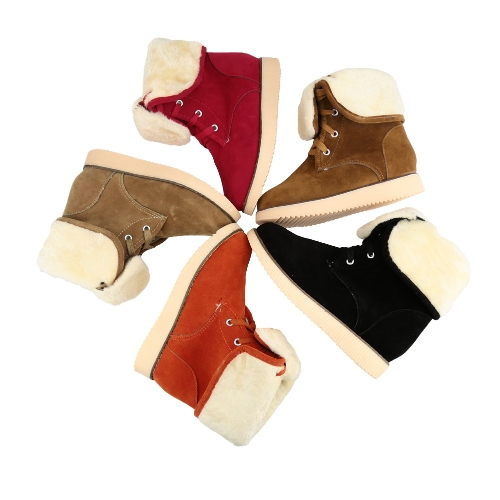 

New Fashion Women Snow Boots Faux Suede Fur Tied Fastening Round Toe Fold Down Casual Boots