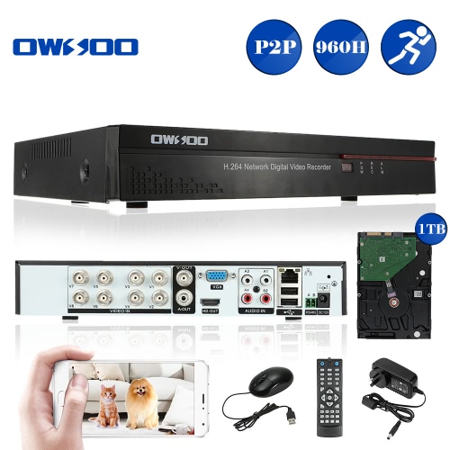 

OWSOO 8-канальный канал полный 960H/D1 H.264 HD P2P облако сети DVR цифровой видеомагнитофон + 1 ТБ жесткий диск поддержки аудио запись Телефон управления движения обнаружения электронный будильник PTZ для CCTV безопасности камеры системы наблюдения