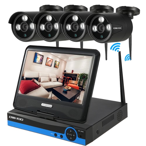 Kit OWSOO 10.1 "4CH 720P HD WiFi NVR con fotocamera IP di 4pcs 1.0MP