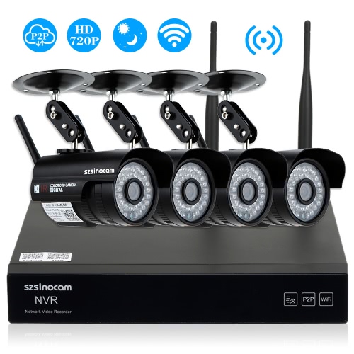 szsinocam® 8 Channel HD 720P Wireless WiFi NVR Network Video Recorder + 4pcs 720P Megapixels WiFi IP Camera