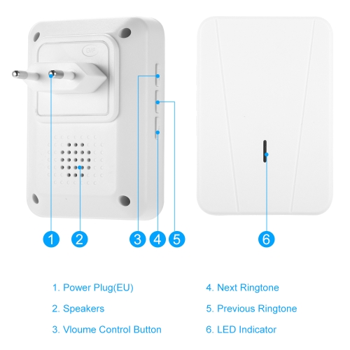 

Wireless Doorbell Chime With LED 5 Levels Volume 55 Ringtones Compatible with Smart Video Doorbell