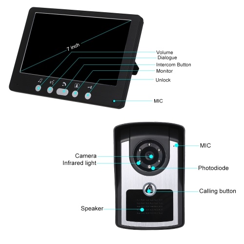 

7 inch Monitor HD Camera Video Door Phone Doorbell