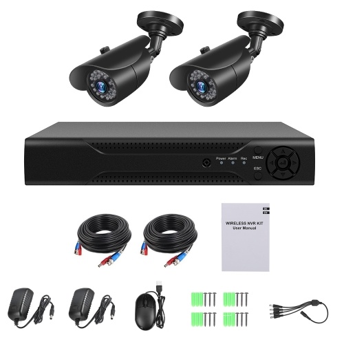 

4 Channel Digital Video Recorder + 2pcs 1080P Cameras with Home Security and Surveillance System Built-in 24pcs IR LED Lights support Remote Viewing and Controlling Support Hard Drive (HARD DRIVE NOT INCLUDED) EU Plug