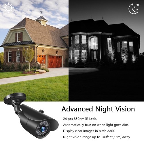 

4 Channel Digital Video Recorder + 4pcs 1080P Cameras with Home Security and Surveillance System Built-in 24pcs IR LED Lights support Remote Viewing and Controlling Support Hard Drive (HARD DRIVE NOT INCLUDED) AU Plug