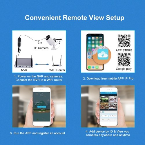

WiFi KITS 4CH NVR + 4pcs 1080P Weatherproof Bullet IP Camera