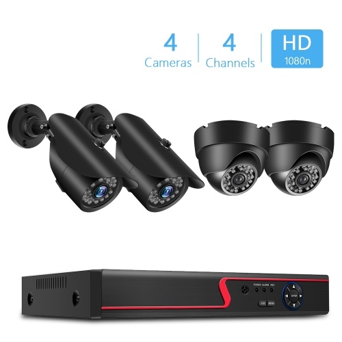 

4CH Digital Video Recorder 4Channel DVR+ 4pcs Weatherproof Black Bullet CCTV Camera