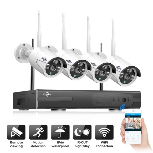 

Wireless Security Cameras System 8CH 1080P NVR with 4pcs 2.0MP 1080P Full HD Weatherproof Indoor Outdoor Surveillance IP Cameras NO Hard Drive