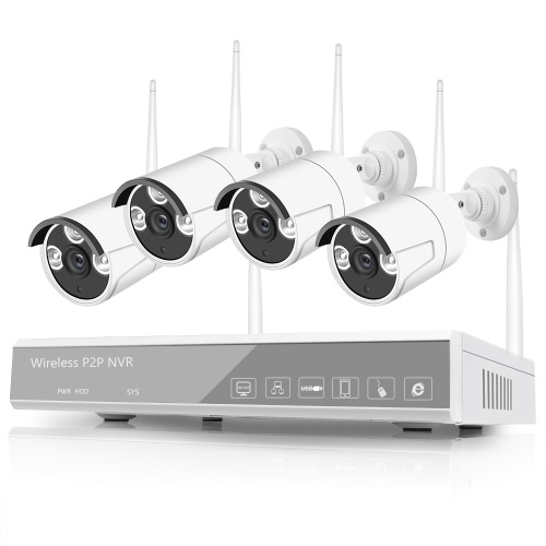 

Wireless Security Camera System 4CH Wireless NVR with 4pcs 5MP Wifi Surveillance Camera with 98ft Night Vision