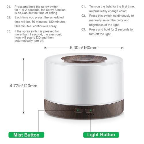 

500ML Ultrasonic Air Humidifier Essential Oil Diffuser