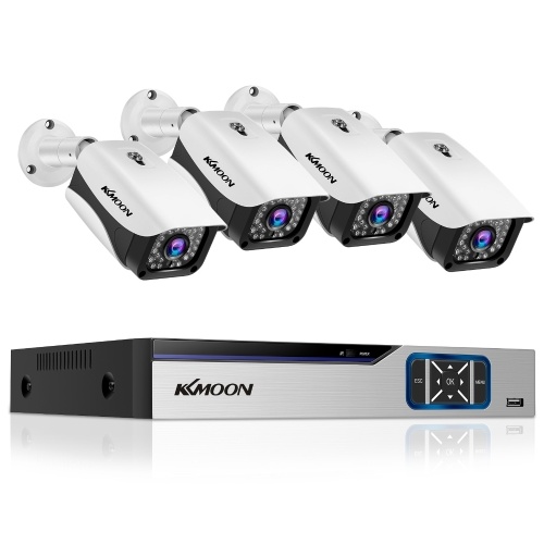 Sistema de câmera de segurança doméstica 8CH DVR e 4PCS 2MP 1080P Câmera de vigilância externa à prova d'água com visão noturna, acesso remoto, detecção de movimento (sem disco rígido)