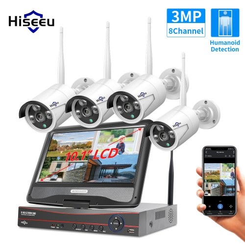 Sistema di telecamere di sicurezza wireless da 3 MP con monitor da 10 pollici