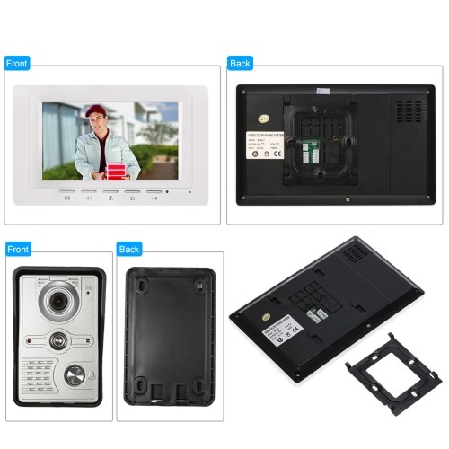 OWSOO  7 inch Wired Video Doorbell Indoor Monitor with IR-CUT Rainproof Outdoor Camera Visual Intercom Two-way Audio Remote Unlock Video Door Phone 