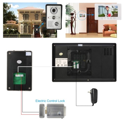 OWSOO  7 inch Wired Video Doorbell Indoor Monitor with IR-CUT Rainproof Outdoor Camera Visual Intercom Two-way Audio Remote Unlock Video Door Phone 