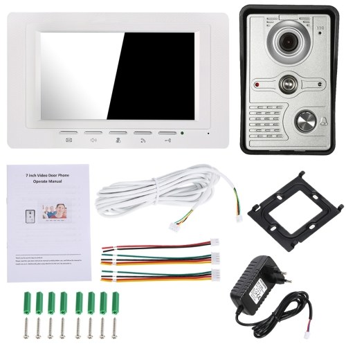 OWSOO  7 inch Wired Video Doorbell Indoor Monitor with IR-CUT Rainproof Outdoor Camera Visual Intercom Two-way Audio Remote Unlock Video Door Phone 