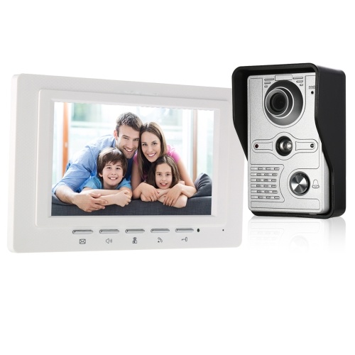 OWSOO  7 inch Wired Video Doorbell Indoor Monitor with IR-CUT Rainproof Outdoor Camera Visual Intercom Two-way Audio Remote Unlock Video Door Phone 