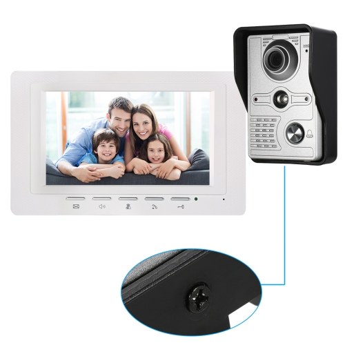 OWSOO  7 inch Wired Video Doorbell Indoor Monitor with IR-CUT Rainproof Outdoor Camera Visual Intercom Two-way Audio Remote Unlock Video Door Phone 