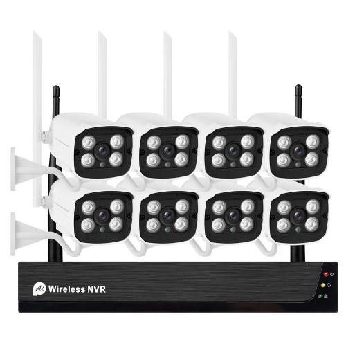 

1080P Wireless Security Camera System, 8CH WiFi NVR System with 8pcs 1080P Wireless Security Camera Support Night Vision, Tuya App Remote View, Motion Detection, IP66 Waterproof, No Hard Drive