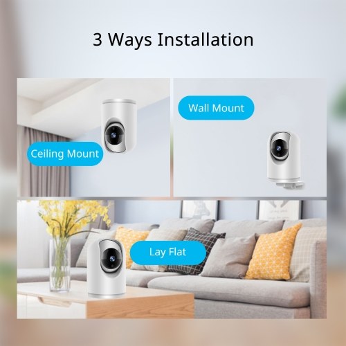 

Indoor 1080p WiFi Security Camera Surveillance IP Wireless Baby Monitor with 360° View & IR Night Vision & Two-way Audio & Motion Detection & Remote Access