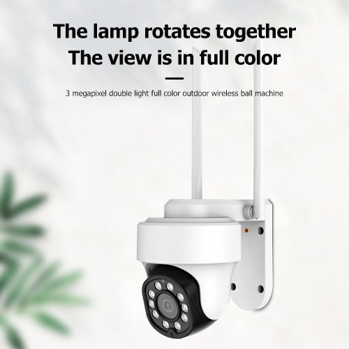 Home Security WIFI Camera 3MP Wireless IP Camera Baby Monitor w/Two-way Audio/Night Vision/Motion Detection/APP Remote View/IP66 Waterproof PTZ Cam