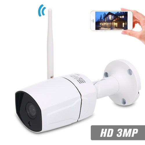 Cámara IP inalámbrica de 3.0MP WIFI HD 3.6mm 1 / 2.7 "CMOS H.265 P2P Onvif 36pcs Lámparas IR Vista nocturna IR-CUT Detección de movimiento Teléfono Aplicación Control Control Interior / Exterior Impermeable Seguridad para el hogar