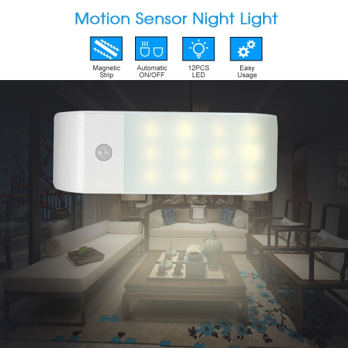 

Motion Sensor Light 12LED Yellow Light Night Light Magnetic Strip