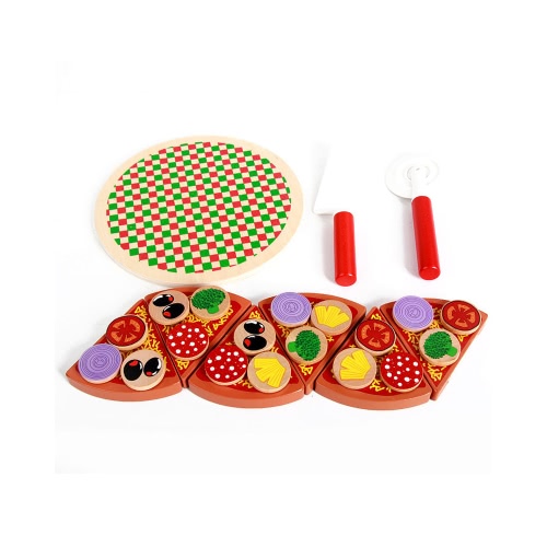 27Pcs Pizza De Madeira Cortando Brinquedos Brinquedos De Cozinha Brinquedos Simulação De Alimentos Brinquedos Cortados Brinquedos De Louça De Jogos De Tablatura Para Crianças