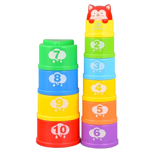 GOODWAY G108 Stacking Cups Learning Count Number Tower Bath Toys Toddlers Early Educational   Stacker