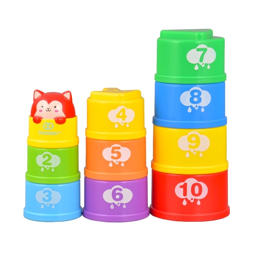 GOODWAY Stacking Cups Leren Count Number Tower Bath Toys