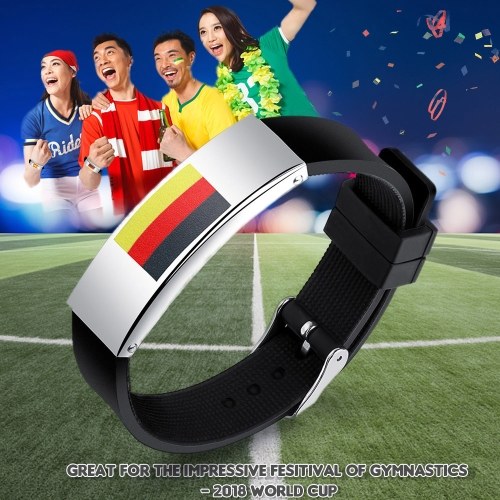 

National Flags Stainless Steel Silicone Bracelets Wristbands for Football Sport Event and Parties - Germany