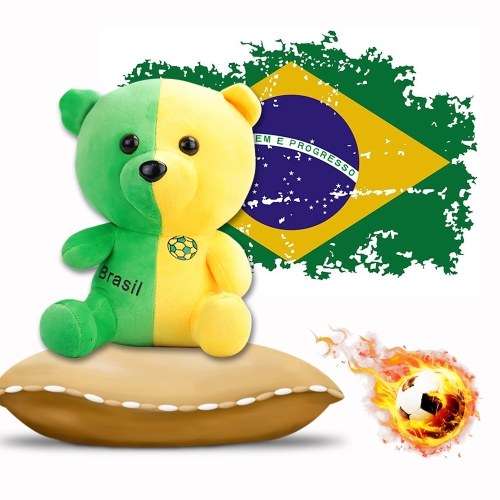 Bandeiras nacionais urso recheado de brinquedo de pelúcia presente para 2018 amantes de futebol da Copa do mundo - Brasil