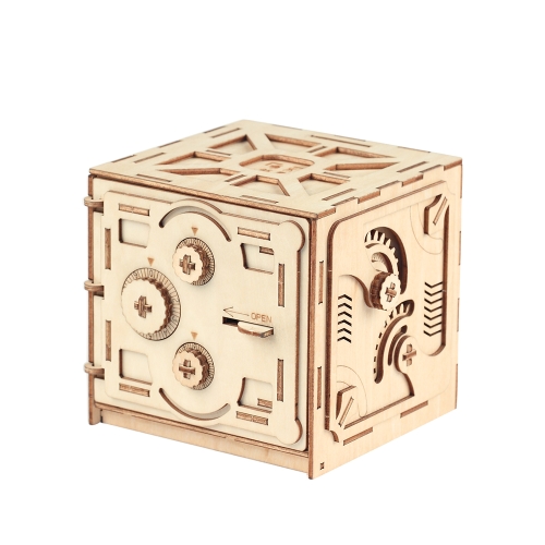 

Puzzle Wood Storage Case Saving Money Box Code Design Mechanical Drive DIY Craft Assembly Kids Educational Toy Building Kits Style 1