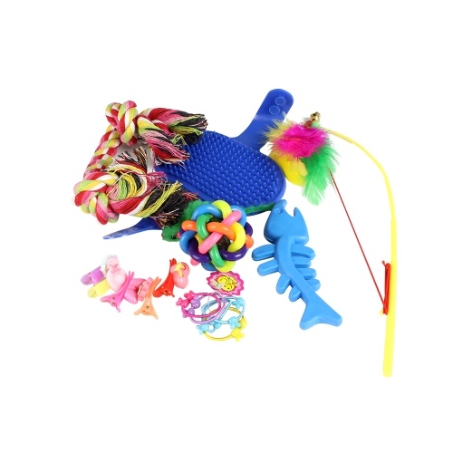 16pcs Cat Toys Feather Interactive Teaser Balls and Mint Fish Catnip Toy Set