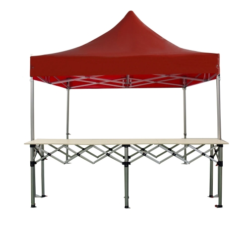 Buvette pliante Pro 3x3m Alu 55mm PVC 580g/m² + 1 comptoir pliant 285x40cm