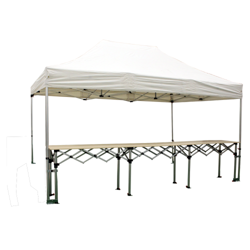 Stand buvette tente pliante 3x4.5m Alu 40/45mm + 1 comptoir pliant 4.5m